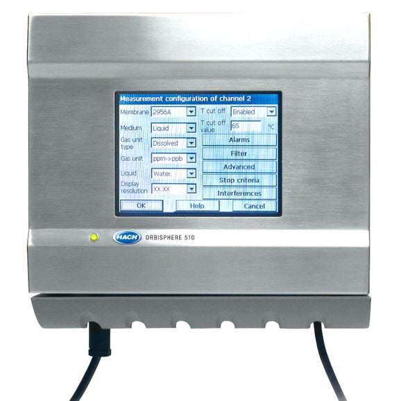 Controlador Orbisphere 512 para medición de O₂ (EC), N₂ (TC), montaje en pared, 100 - 240 V CA, 0/4 - 20 mA, Profibus, presión externa