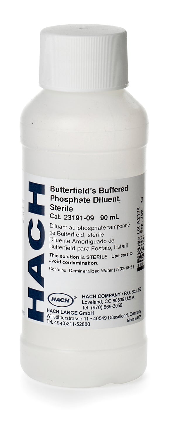 Fosfato tamponado de Butterfield, 90 mL, paquete de 25