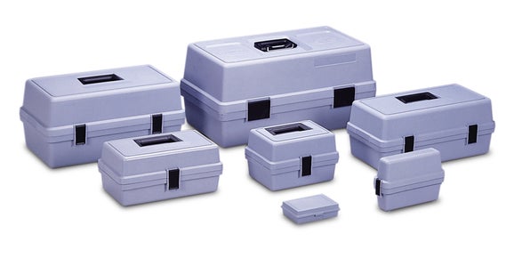 Caja de kit MultiTest (180 x 356 x 188 mm), polipropileno azul