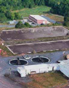 Aerial view of beef processing plant using phosphorus control system